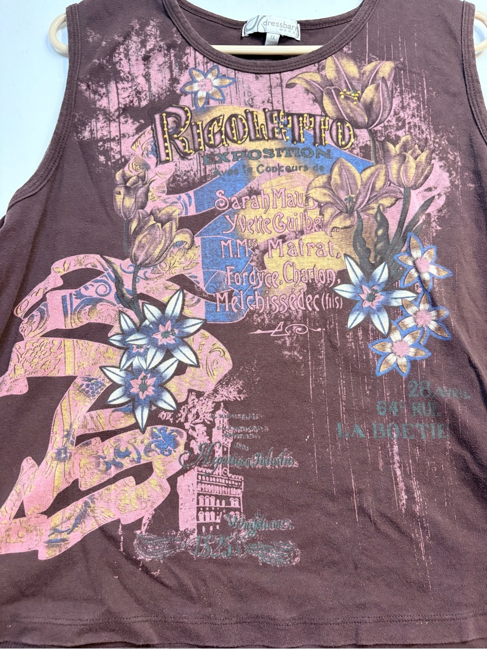 Dressbarn Brown Floral Graphic Sleeveless Tank - Picture 3 of 5